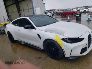 2021 BMW M4 Competition with VIN WBS33AZ09MCG53536, listed as a Copart auction lot 80119524 with 23,494 mi miles and Salvage Title. Bid and sale history available at carsss.com. Image 4.
