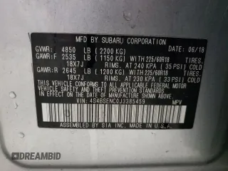 2018 Subaru Outback Limited with VIN 4S4BSENC0J3385459, listed as a Copart auction lot 57396385 with 128,376 mi miles and Salvage title. Bid and sale history available at DreamBid. Image 13.