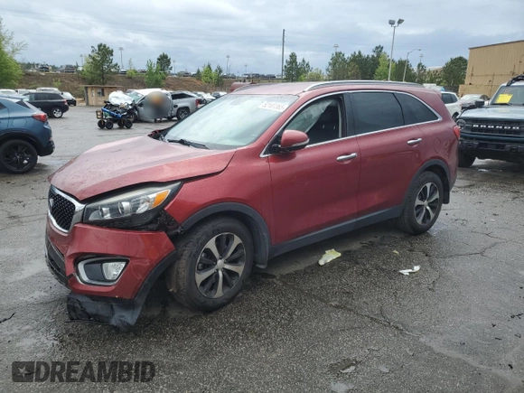 2016 Kia Sorento EX with VIN 5XYPH4A17GG028369, listed as a Copart auction lot 52107365 with 216,039 mi miles and Salvage title. Bid and sale history available at DreamBid. Image 1.