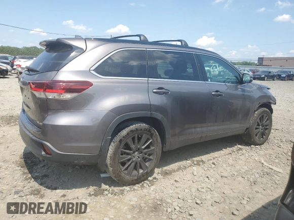 2019 Toyota Highlander SE with VIN 5TDJZRFH5KS602615, listed as a Copart auction lot 61910975 with 75,510 mi miles and Salvage title. Bid and sale history available at DreamBid. Image 3.