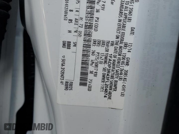 2015 Ford Focus Electric z VIN 1FADP3R43FL204874, wystawiony jako Copart lot #57968814 z przebiegiem 104 590 mil mil oraz Tytuł czysty. Historia ofert i sprzedaży dostępna na DreamBid. Obrazek 12.