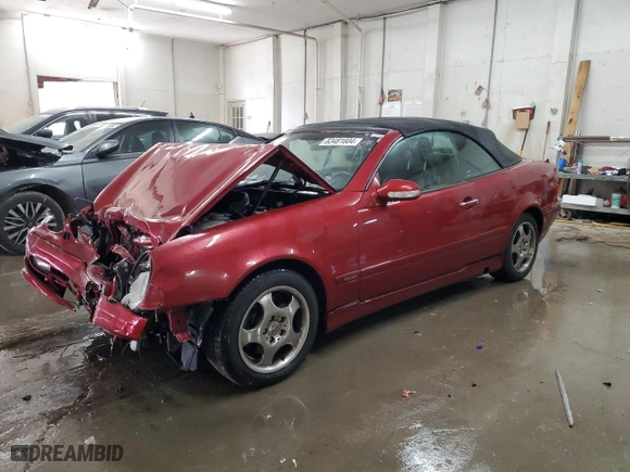 2002 Mercedes-Benz CLK-Class with VIN WDBLK65G12T112872, listed as a Copart auction lot 83481604 with 111,370 mi miles and Salvage Title. Bid and sale history available at carsss.com. Image 1.