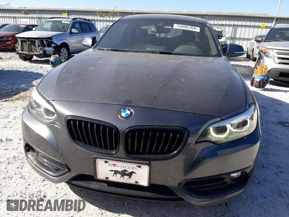 2021 BMW 2 Series 230i with VIN WBA2J1C01M7G97702, listed as a Copart auction lot 75096704 with 29,884 mi miles and Salvage Title. Bid and sale history available at carsss.com. Image 5.