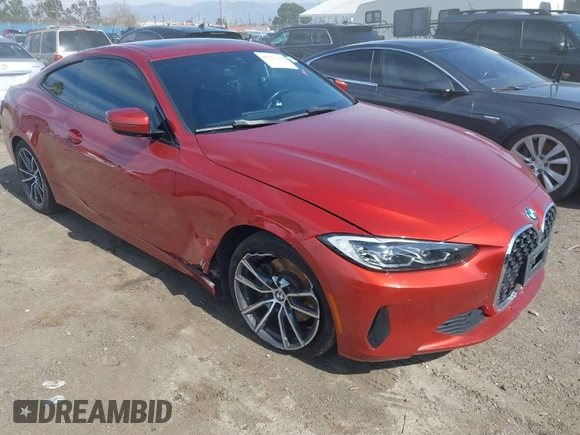 2022 BMW 4 Series 430i with VIN WBA53AP04NCK23797, listed as a IAAI auction lot 41583184 with 42,069 mi miles and . Bid and sale history available at carsss.com. Image 1.