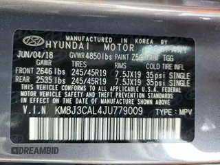 2018 Hyundai Tucson Sport z VIN KM8J3CAL4JU779009, wystawiony jako Copart lot #52777484 z przebiegiem 51 712 mil mil oraz Szkoda całkowita • Salvage title. Historia ofert i sprzedaży dostępna na DreamBid. Obrazek 15.
