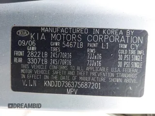 2007 Kia Sorento EX z VIN KNDJD736375687201, wystawiony jako IAAI lot #42035849 z przebiegiem 104 973 mil mil oraz . Historia ofert i sprzedaży dostępna na DreamBid. Obrazek 9.