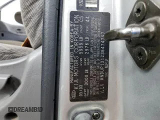 2003 Kia Sedona LX with VIN KNDUP131236474797, listed as a Copart auction lot 50842985 with 190,178 mi miles and Salvage Title. Bid and sale history available at carsss.com. Image 12.