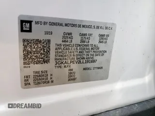 2020 GMC Terrain SLT with VIN 3GKALPEV2LL191697, listed as a Copart auction lot 58953275 with 88,034 mi miles and Salvage title. Bid and sale history available at DreamBid. Image 13.