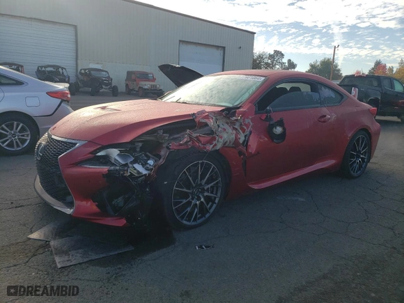 2015 Lexus RC F with VIN JTHHP5BC5F5003196, listed as a Copart auction lot 77601864 with 116,745 mi miles and Salvage Title. Bid and sale history available at carsss.com. Image 1.