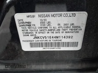 2004 Infiniti G35 w/Leather z VIN JNKCV51E44M114392, wystawiony jako IAAI lot #42477169 z przebiegiem 164 521 mil mil oraz . Historia ofert i sprzedaży dostępna na DreamBid. Obrazek 9.