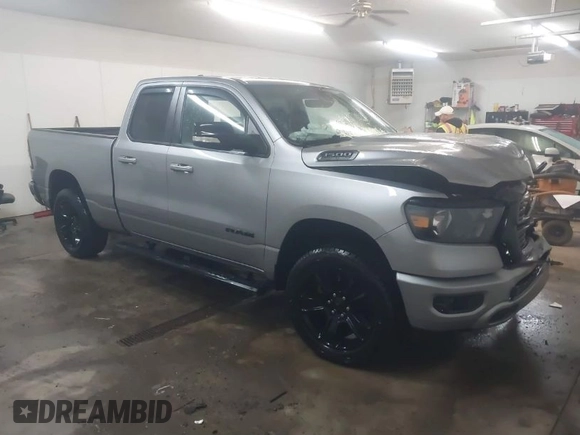2021 Ram 1500 Big Horn with VIN 1C6SRFBT5MN741351, listed as a IAAI auction lot 41553760 with 56,996 mi miles. Bid and sale history available at carsss.com. Image 1.