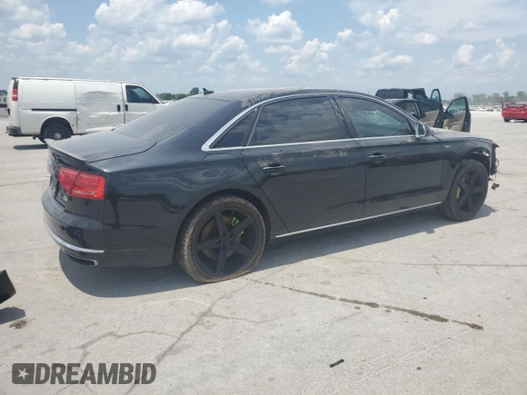 2013 Audi A8 6.3L with VIN WAUR4AFD1DN010893, listed as a Copart auction lot 62693655 with 115,085 mi miles and Salvage title. Bid and sale history available at DreamBid. Image 3.