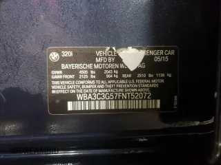 2015 BMW 3 Series 320i xDrive with VIN WBA3C3G57FNT52072, listed as a Copart auction lot 45038055 with 157,309 mi miles and Salvage Title. Bid and sale history available at carsss.com. Image 13.