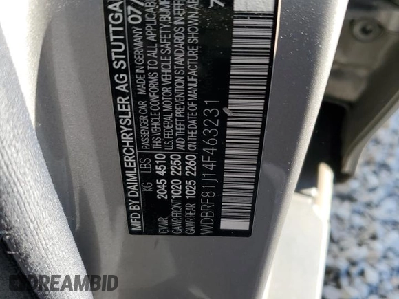2004 Mercedes-Benz C 240 with VIN WDBRF81J14F463231, listed as a Copart auction lot 77785464 with 121,723 mi miles and Salvage title. Bid and sale history available at DreamBid. Image 12.