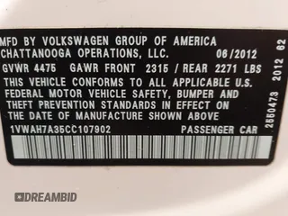 2012 Volkswagen Passat S with VIN 1VWAH7A35CC107902, listed as a IAAI auction lot 41243434 with 158,889 mi miles and . Bid and sale history available at DreamBid. Image 9.