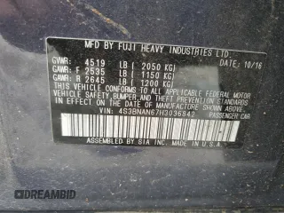 2017 Subaru Legacy Limited with VIN 4S3BNAN67H3036842, listed as a Copart auction lot 54734655 with 104,923 mi miles and Salvage title. Bid and sale history available at DreamBid. Image 13.