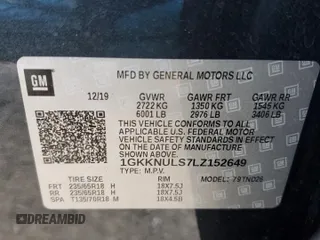2020 GMC Acadia SLT with VIN 1GKKNULS7LZ152649, listed as a Copart auction lot 88875945 with 44,099 mi miles and Salvage Title. Bid and sale history available at DreamBid. Image 13.