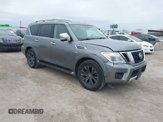 2018 Nissan Armada Platinum with VIN JN8AY2NFXJ9330364, listed as a IAAI auction lot 41572672 with 134,787 mi miles. Bid and sale history available at carsss.com. Image 1.