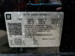2019 Chevrolet Traverse Premier with VIN 1GNEVKKW1KJ233314, listed as a Copart auction lot 44336925 with 122,301 mi miles and Salvage Title. Bid and sale history available at carsss.com. Image 15.
