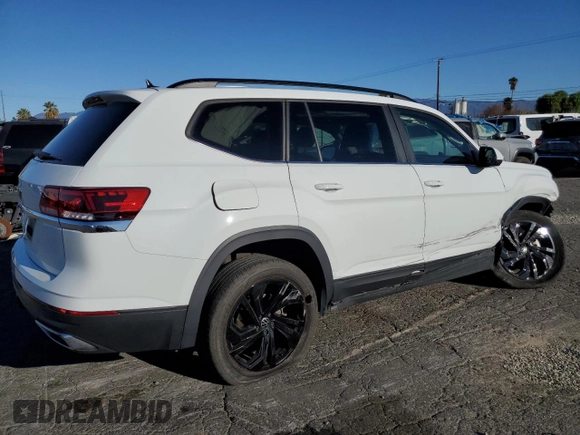 2023 Volkswagen Atlas SE with VIN 1V2JR2CA6PC554791, listed as a Copart auction lot 88575555 with 25,605 mi miles and Salvage title. Bid and sale history available at DreamBid. Image 3.