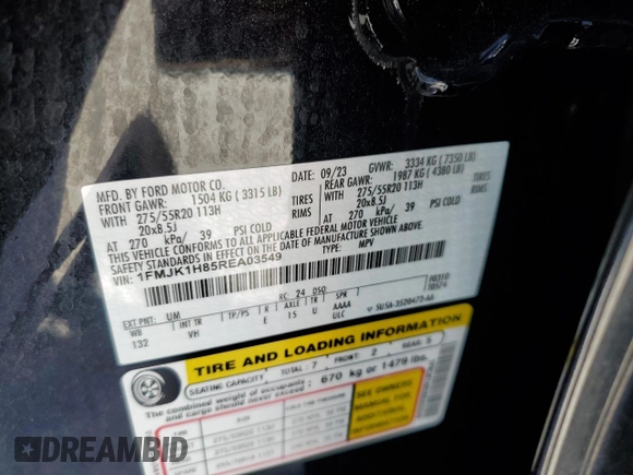 2024 Ford Expedition Max XLT with VIN 1FMJK1H85REA03549, listed as a Copart auction lot 49989325 with 44,166 mi miles and Salvage Title. Bid and sale history available at DreamBid. Image 13.
