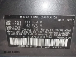2018 Subaru Impreza Premium with VIN 4S3GKAB68J3600376, listed as a IAAI auction lot 42537703 with 126,846 mi miles and . Bid and sale history available at DreamBid. Image 9.