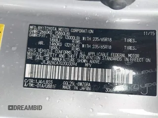 2016 Lexus RX 350 с VIN JTJBZMCA7G2003094, выставлен на аукционе IAAI как лот 41854849 с пробегом 39 644 миль миль и . История ставок и продаж доступна на DreamBid. Изображение 9.