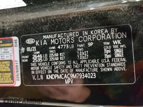 2021 Kia Sportage LX z VIN KNDPMCAC9M7934023, wystawiony jako Copart lot #54761945 z przebiegiem 88 540 mil mil oraz Szkoda całkowita • Salvage title. Historia ofert i sprzedaży dostępna na DreamBid. Obrazek 13.