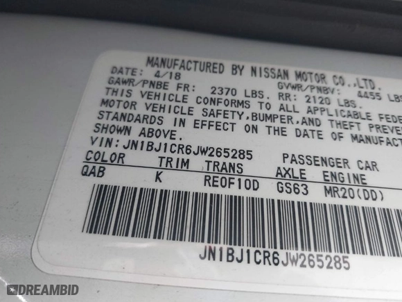 2018 Nissan Rogue Sport SV with VIN JN1BJ1CR6JW265285, listed as a IAAI auction lot 41387441 with 25,468 mi miles. Bid and sale history available at carsss.com. Image 9.