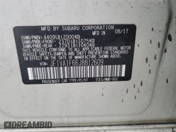 2018 Subaru WRX Limited with VIN JF1VA1F66J8812609, listed as a Copart auction lot 43650115 with 104,616 mi miles and Clean Title. Bid and sale history available at carsss.com. Image 12.