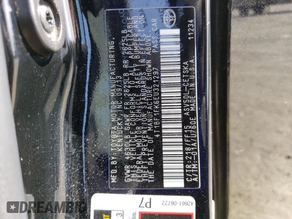 2014 Toyota Camry L with VIN 4T1BF1FK6EU321297, listed as a Copart auction lot 54044795 with 130,651 mi miles and Salvage Title. Bid and sale history available at DreamBid. Image 12.