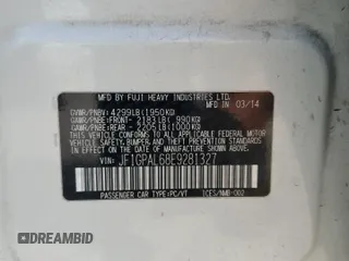 2014 Subaru Impreza Special Sports Premium с VIN JF1GPAL68E9281327, выставлен на аукционе Copart как лот 52593135 с пробегом 62 815 миль миль и Списание • Salvage title. История ставок и продаж доступна на DreamBid. Изображение 12.