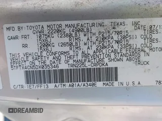 2013 Toyota Tacoma with VIN 5TFTX4CN5DX035346, listed as a IAAI auction lot 41169986 with 177,513 mi miles and . Bid and sale history available at DreamBid. Image 9.