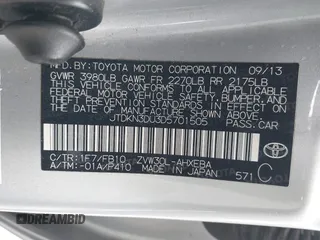 2013 Toyota Prius One with VIN JTDKN3DU3D5701505, listed as a IAAI auction lot 42040738 with 172,628 mi miles and . Bid and sale history available at DreamBid. Image 9.