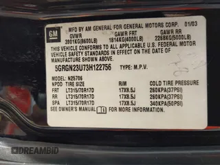 2003 Hummer H2 with VIN 5GRGN23U73H122756, listed as a IAAI auction lot 42194176 with 239,411 mi miles. Bid and sale history available at carsss.com. Image 9.
