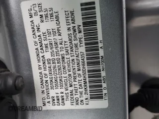 2013 Honda CR-V EX with VIN 2HKRM4H50DH664357, listed as a Copart auction lot 47644285 with 189,523 mi miles and Salvage Title. Bid and sale history available at carsss.com. Image 13.