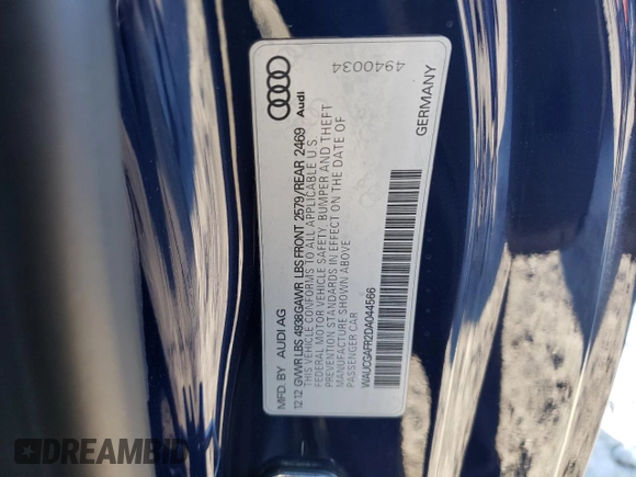 2013 Audi S5 Premium Plus z VIN WAUCGAFR2DA044566, wystawiony jako Copart lot #79260724 z przebiegiem 57 213 mil mil oraz Czysty tytuł • Clean title. Historia ofert i sprzedaży dostępna na DreamBid. Obrazek 12.