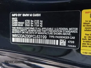 2023 BMW M4 Competition with VIN WBS33AZ00PCL63199, listed as a IAAI auction lot 41917337 with 37,786 mi miles. Bid and sale history available at carsss.com. Image 9.