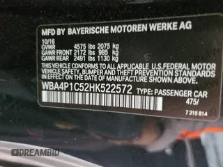 2017 BMW 4 Series 440i with VIN WBA4P1C52HK522572, listed as a Copart auction lot 66206474 with 70,384 mi miles and Salvage Title. Bid and sale history available at carsss.com. Image 14.