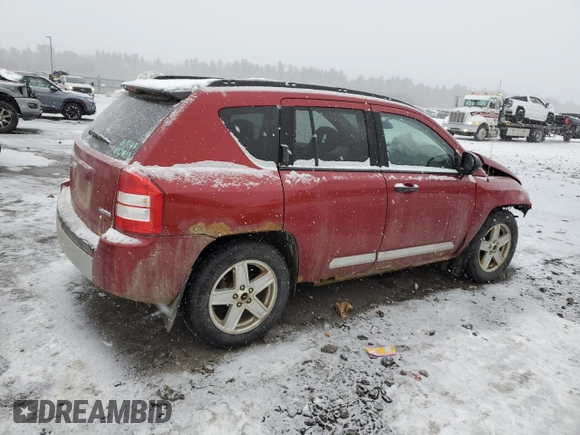 2007 Jeep Compass Limited with VIN 1J8FF57W67D256591, listed as a Copart auction lot 44167335 with 179,456 mi miles and Salvage Title. Bid and sale history available at carsss.com. Image 3.