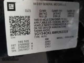 2021 Cadillac Escalade Premium Luxury with VIN 1GYS4CKL6MR263319, listed as a Copart auction lot 80558024 with 40,348 mi miles and Salvage Title. Bid and sale history available at carsss.com. Image 13.