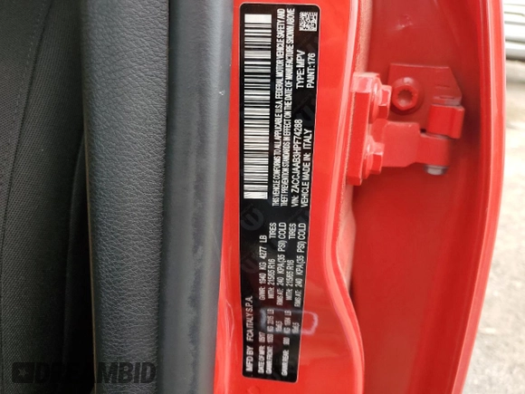 2017 Jeep Renegade Sport with VIN ZACCJAAB3HPF74288, listed as a Copart auction lot 49196735 with 42,468 mi miles and Salvage Title. Bid and sale history available at DreamBid. Image 12.