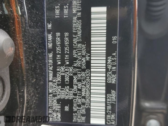 2022 Toyota Highlander XLE z VIN 5TDHZRBH5NS584920, wystawiony jako Copart lot #54503915 z przebiegiem 24 535 mil mil oraz Szkoda całkowita • Salvage title. Historia ofert i sprzedaży dostępna na DreamBid. Obrazek 13.