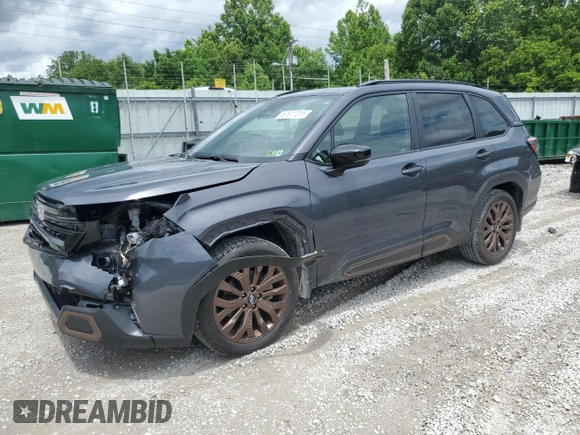 2025 Subaru Forester Special Sports with VIN JF2SLDHC9SH404216, listed as a Copart auction lot 61617315 with 9,848 mi miles and Salvage title. Bid and sale history available at DreamBid. Image 1.