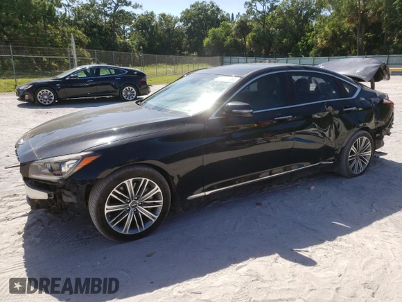 2018 Genesis G80 3.8L with VIN KMHGN4JE3JU238836, listed as a Copart auction lot 61875284 with 118,009 mi miles and Non Repairable. Bid and sale history available at carsss.com. Image 1.