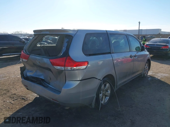 2013 Toyota Sienna L with VIN 5TDZK3DC8DS399346, listed as a IAAI auction lot 41312294 with 160,332 mi miles and . Bid and sale history available at DreamBid. Image 4.