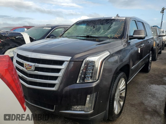 2018 Cadillac Escalade ESV Premium Luxury z VIN 1GYS3JKJ5JR147062, wystawiony jako Copart lot #76596064 z przebiegiem 157 347 mil mil oraz Szkoda całkowita • Salvage title. Historia ofert i sprzedaży dostępna na DreamBid. Obrazek 1.