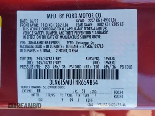 2017 Lincoln MKZ Hybrid Reserve with VIN 3LN6L5MU1HR659854, listed as a Copart auction lot 50583535 with 53,982 mi miles and Salvage Title. Bid and sale history available at DreamBid. Image 12.