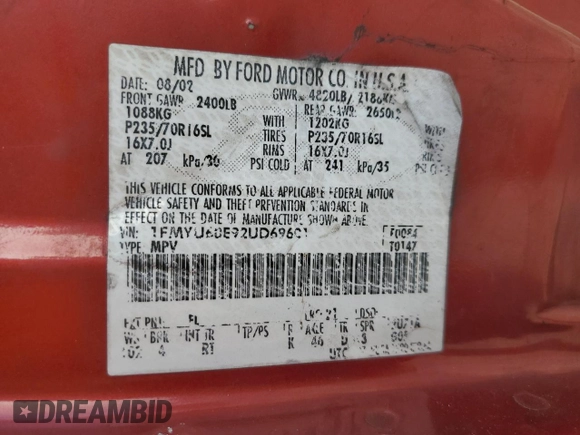 2002 Ford Explorer Sport Value z VIN 1FMYU60E92UD69601, wystawiony jako Copart lot #88303645 z przebiegiem 223 132 mil mil oraz Szkoda całkowita • Salvage title. Historia ofert i sprzedaży dostępna na DreamBid. Obrazek 12.
