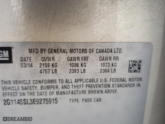 2014 Chevrolet Impala LTZ with VIN 2G1145SL3E9275915, listed as a Copart auction lot 56639964 with 112,929 mi miles and Salvage Title. Bid and sale history available at carsss.com. Image 12.